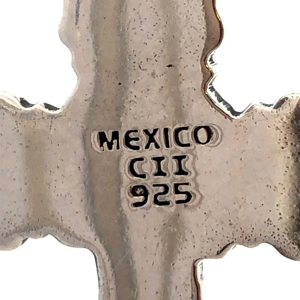 Designer CII Mexico 925 Sterling Silver Statement Cross Pendant - Picture 8 of 9
